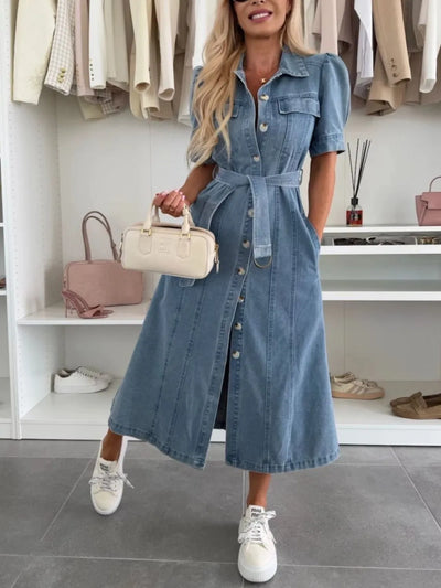 Maja | Maxiklänning i denim med ärmar