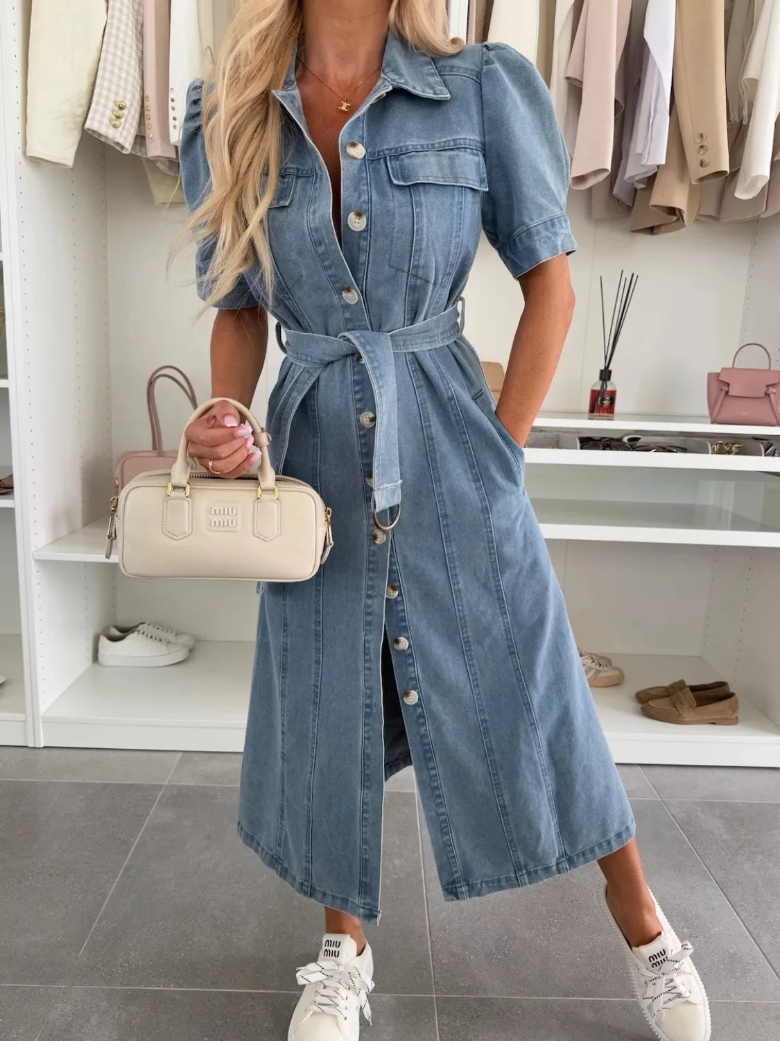 Maja | Maxiklänning i denim med ärmar