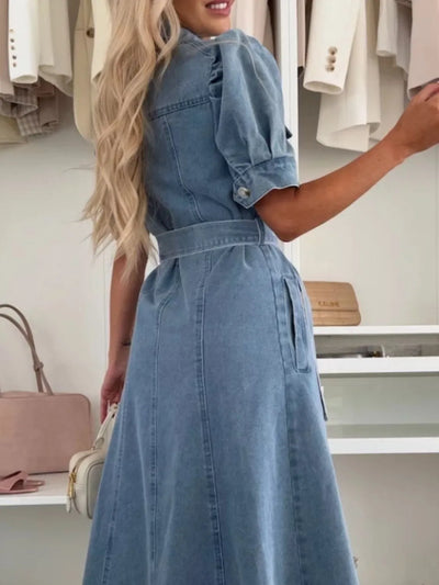 Maja | Maxiklänning i denim med ärmar