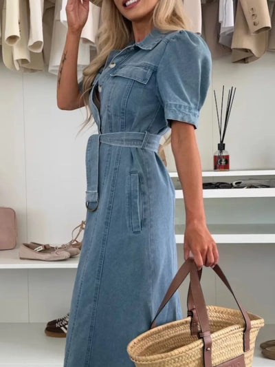 Maja | Maxiklänning i denim med ärmar
