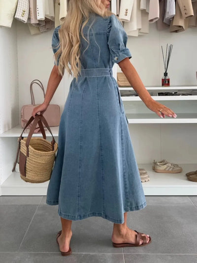 Maja | Maxiklänning i denim med ärmar